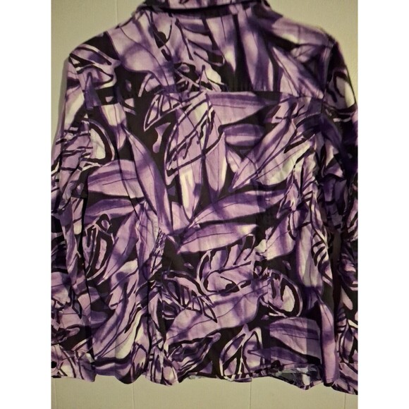 Additions By Chicos Purple Abstract Floral Long Sleeve Shirt Size 2 Chest 20... - Picture 4 of 5